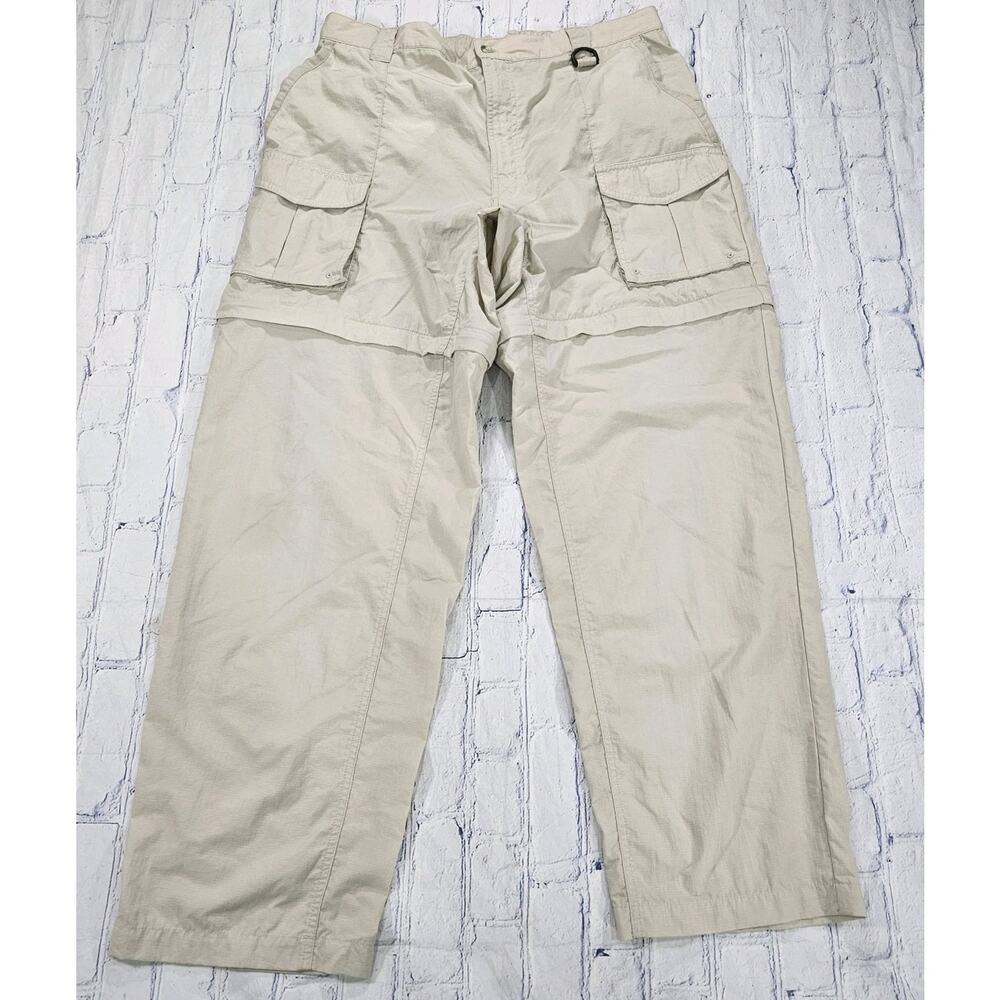 Columbia PFG MENS SIZE L Convertible Nylon Ripstop Fishing Beige Pants Shorts